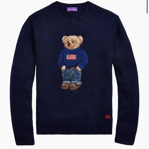 Polo Ralph Lauren Polo Bear Teddy Purple Label American Flag Cashmere Sweater